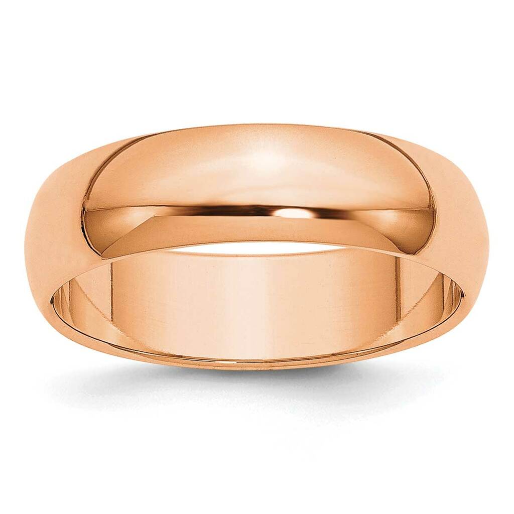 14 Karat Rose Gold Half Round Comfort Fit Wedding Band