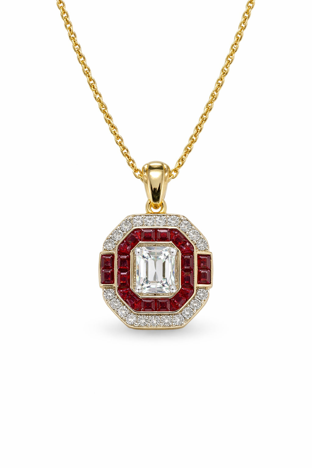14K Yellow Gold Ruby Pendant Necklace (1.02 ct)