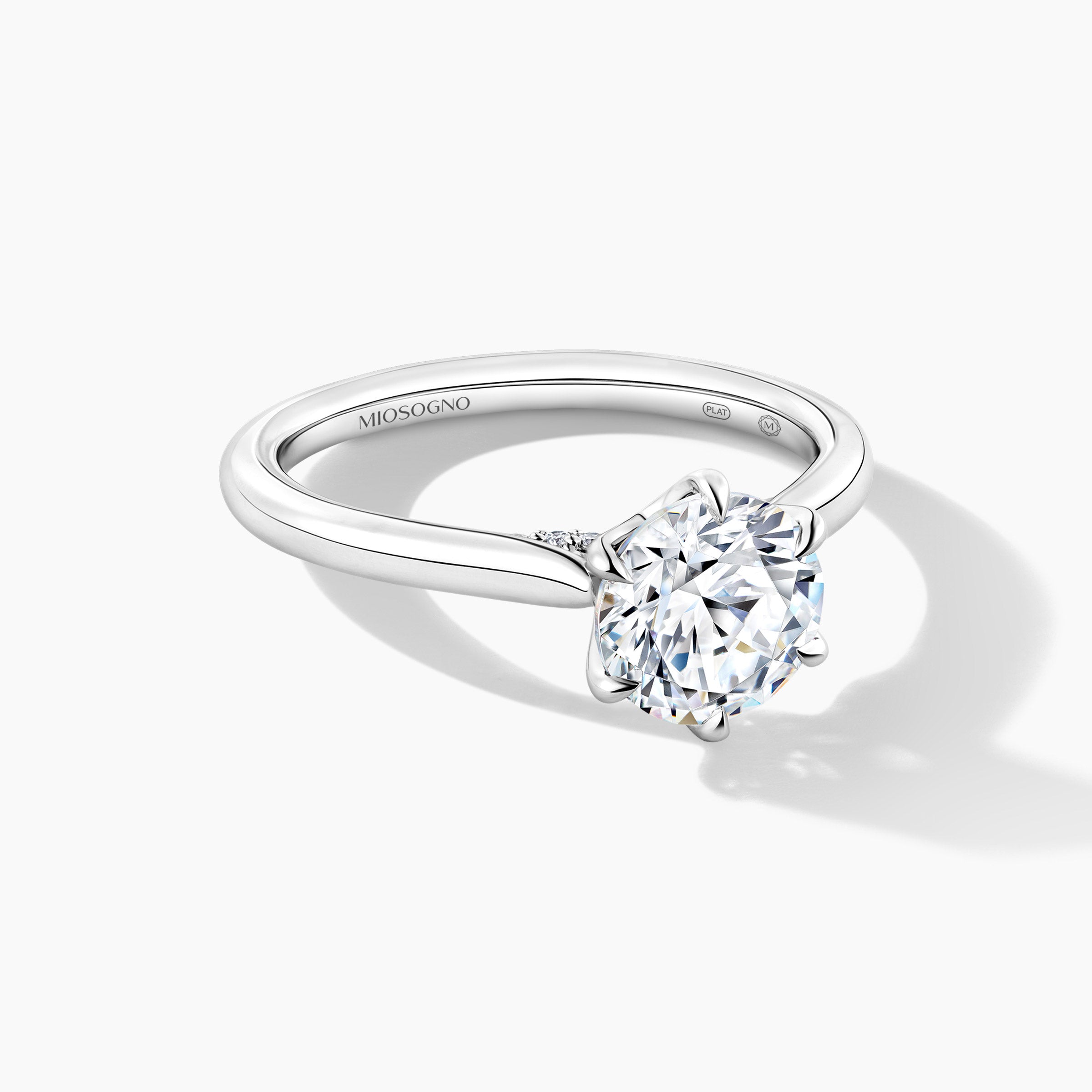 Platinum Hidden Halo Solitaire Engagement Mounting Ring with RBC Details