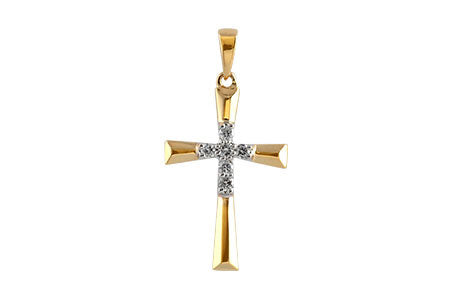 14 Karat Two-Tone Diamond Pendant Necklace - 0.09 Carat Natural Diamond