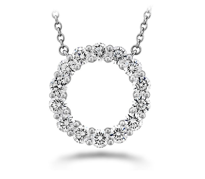 Sparkling Beauty: 18 Karat White Gold Diamond Circle Necklace with 1.08 Carat Natural Diamonds