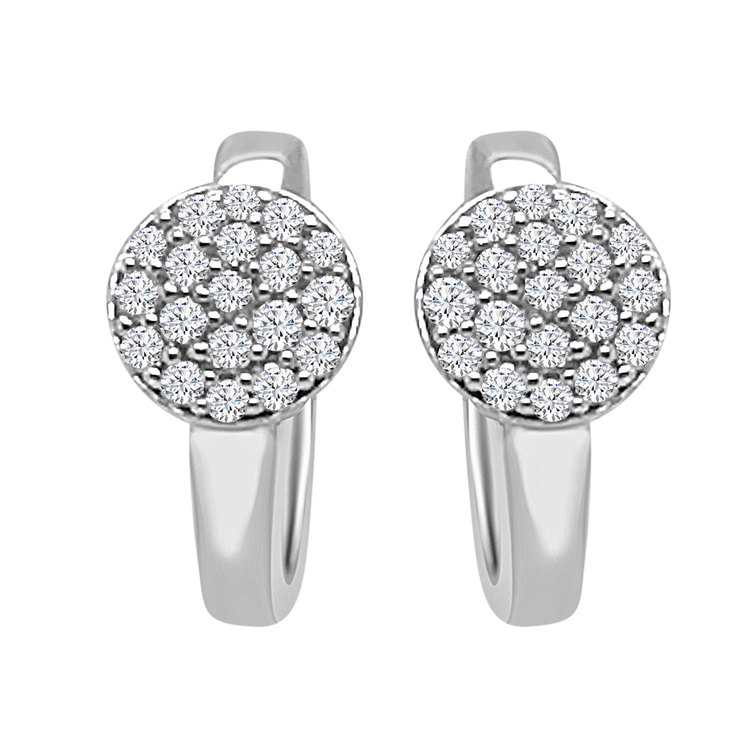 10K White Gold Natural Diamond Circle Pave Huggie Earrings (0.27 ct)