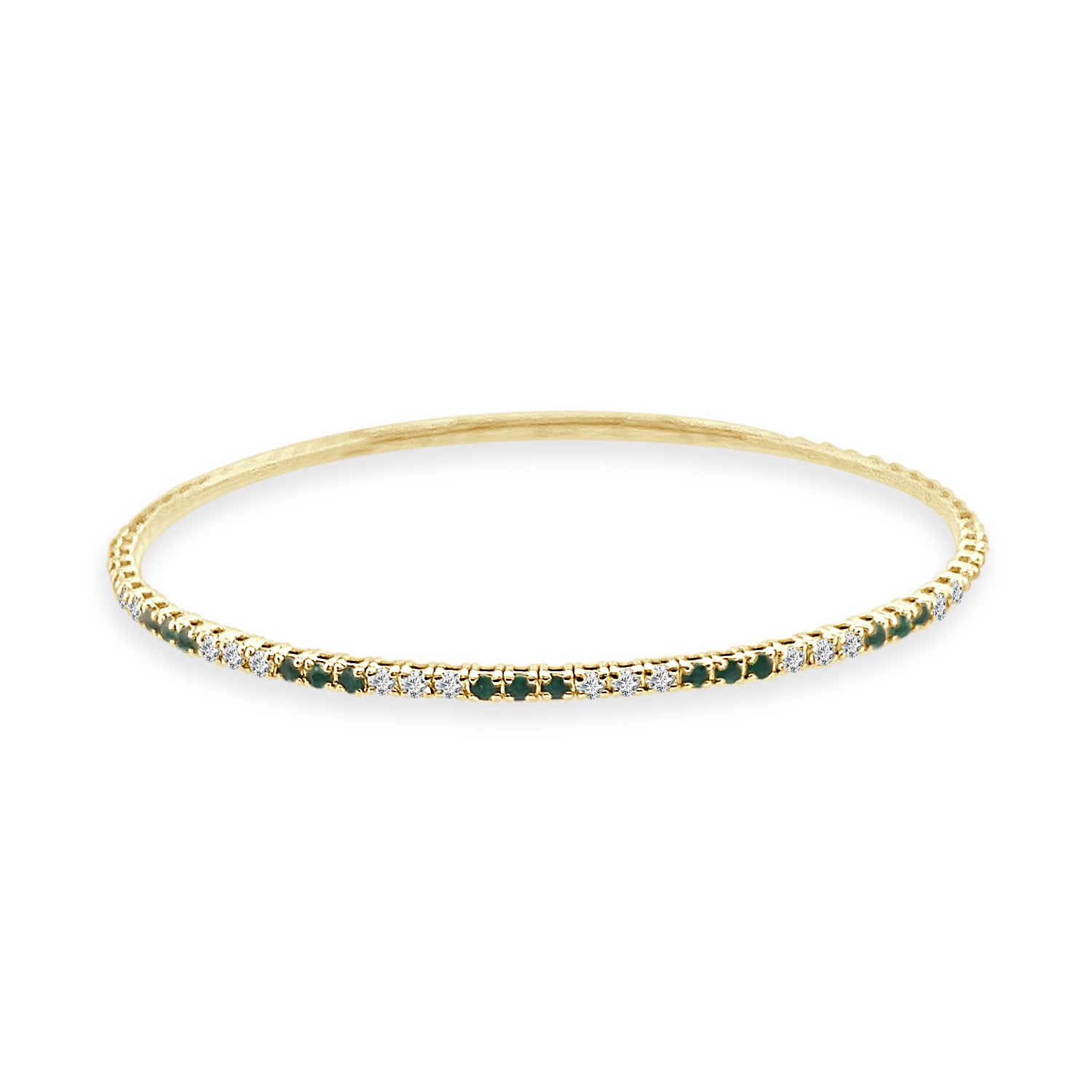 14K Yellow Gold Flex Bangle Bracelet with Natural Diamond Accents (0.48 ct)