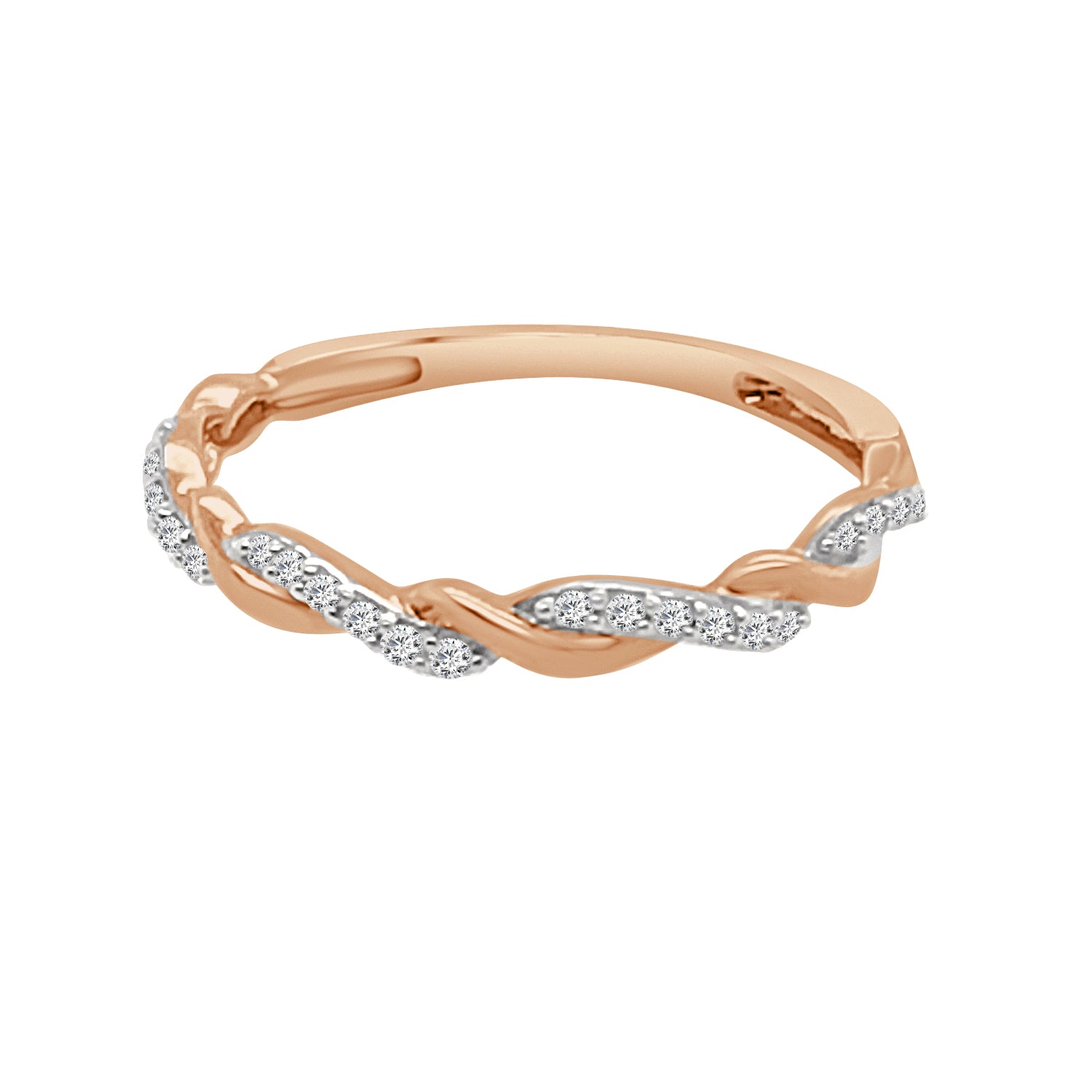 Sure! How about this: Twist 10K Rose Gold Wedding Band with Natural Diamond (0.08 ct)