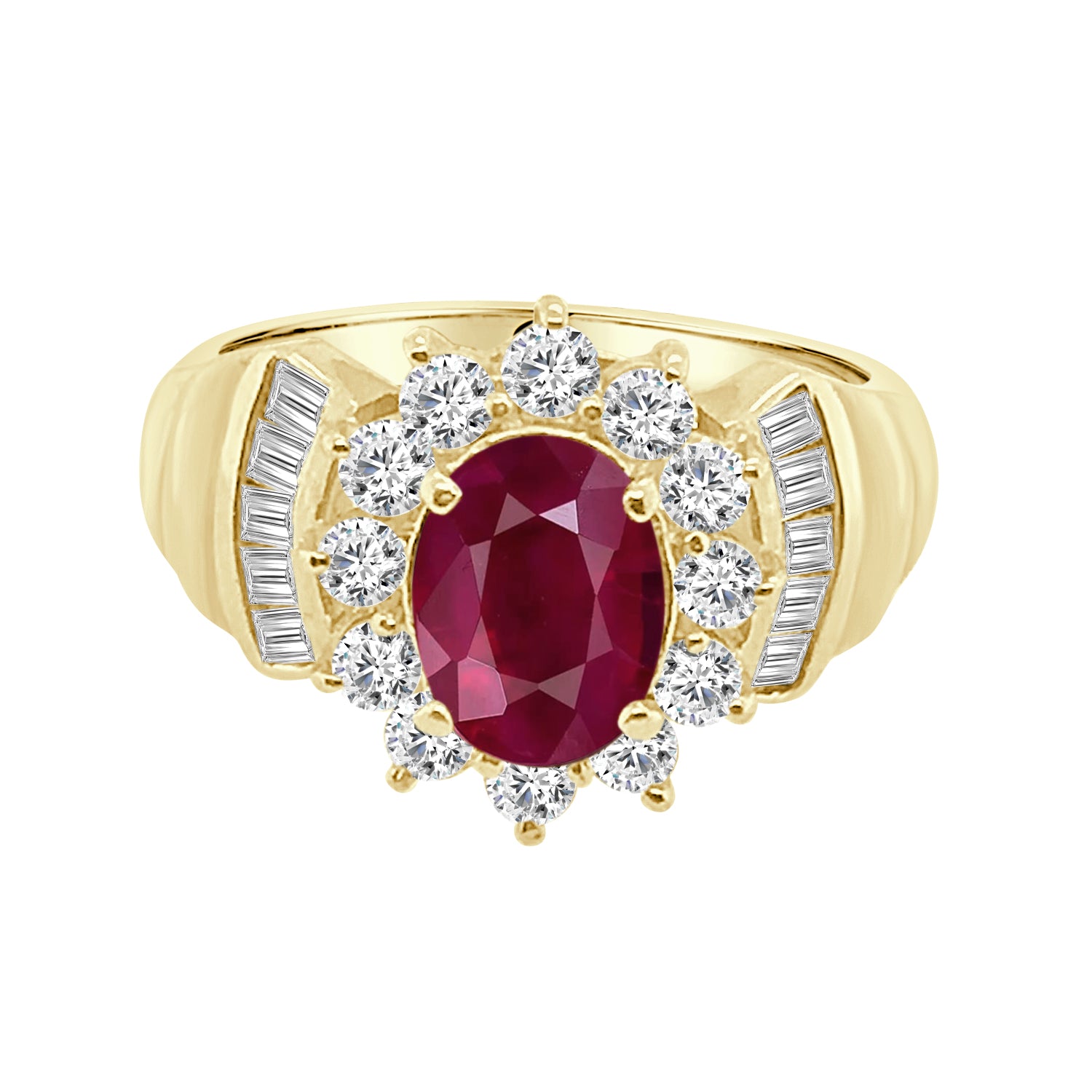 14 Karat Yellow Gold Oval Ruby Ring - 1.50 Carat