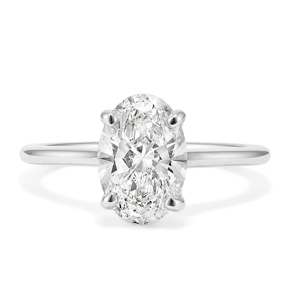 14K White Gold Oval Lab Diamond Engagement Ring - Size 2