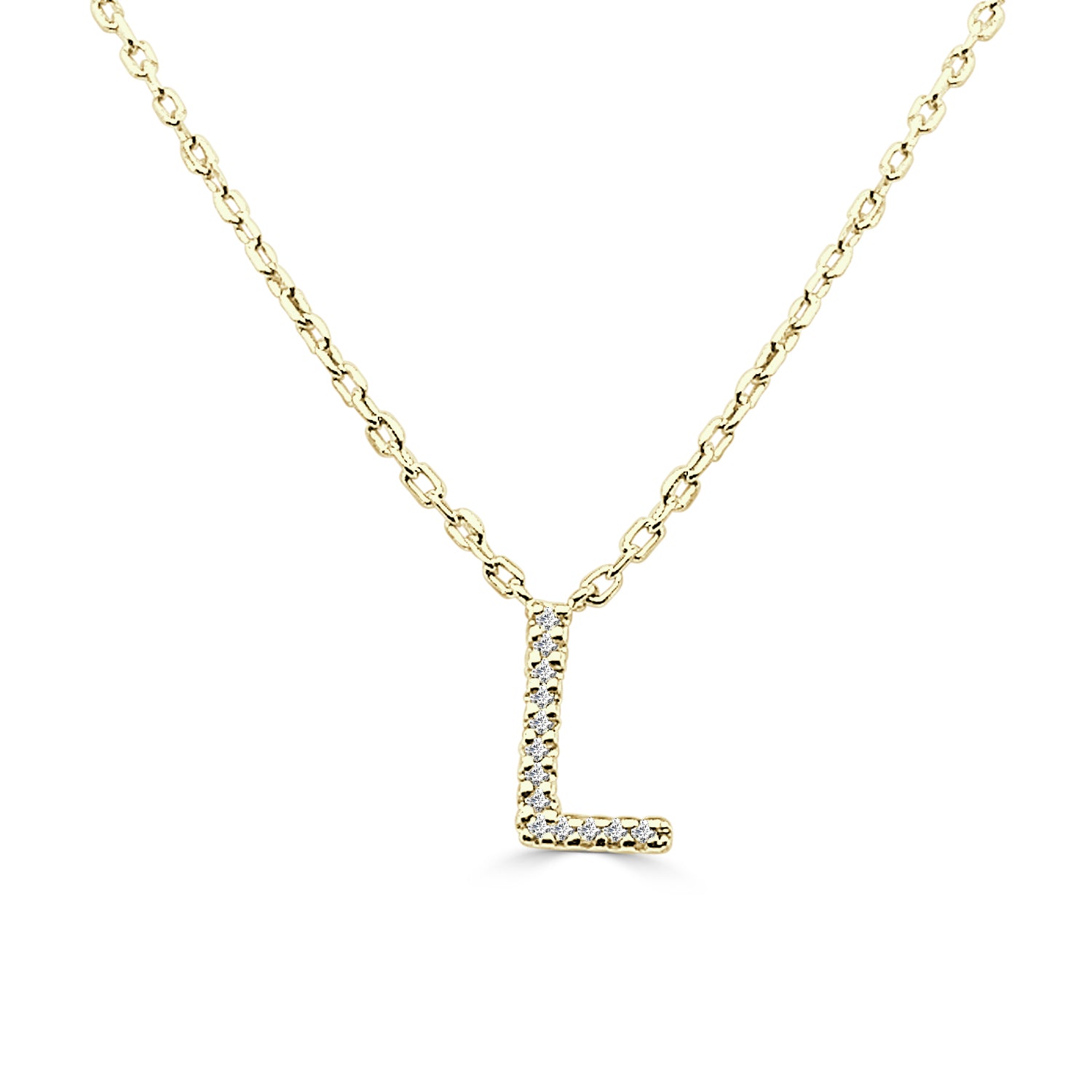 Dazzling Initial L Necklace in Gold-Plated Sterling Silver with 0.04ct Natural Diamond Accent