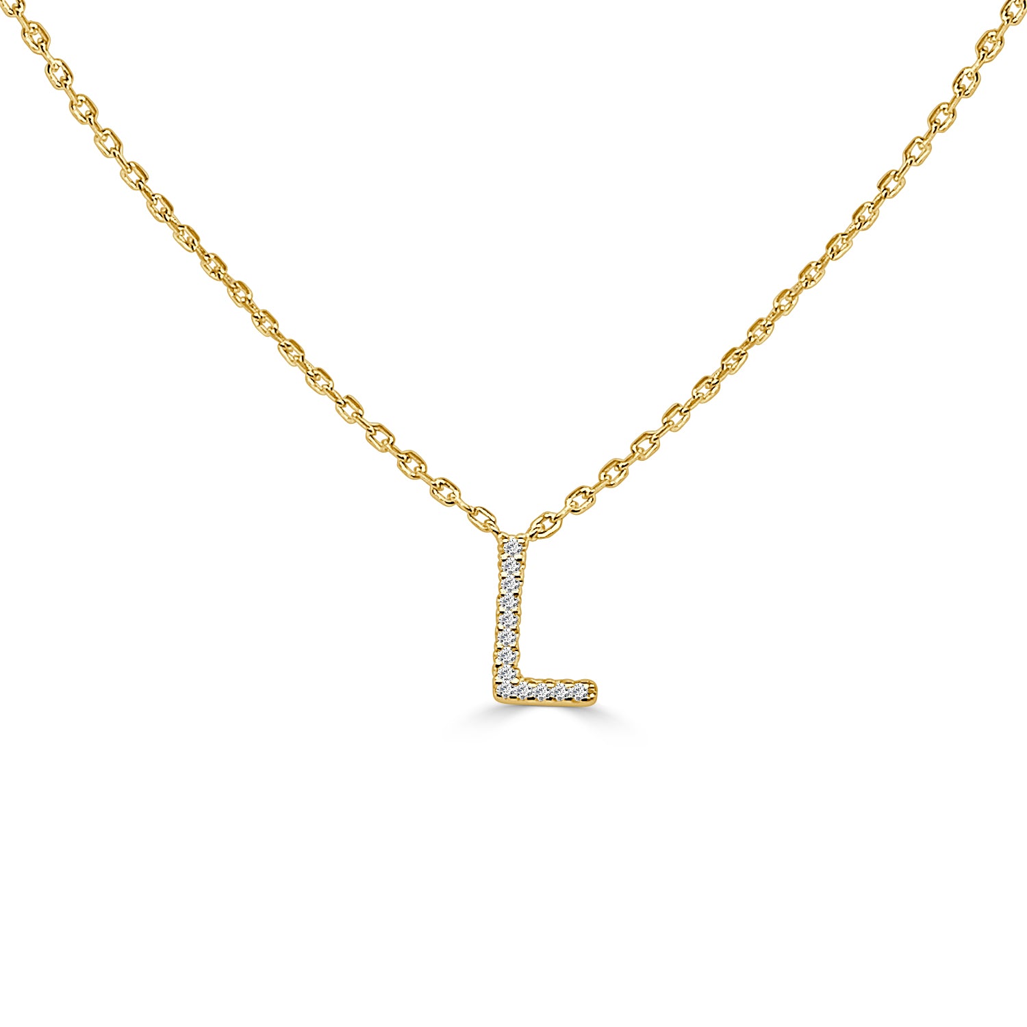Dazzling Initial L Necklace in Gold-Plated Sterling Silver with 0.04ct Natural Diamond Accent