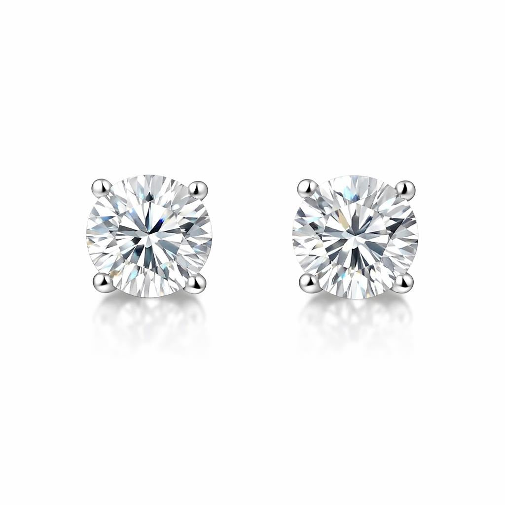 10 Karat White Gold Solitaire Studs
