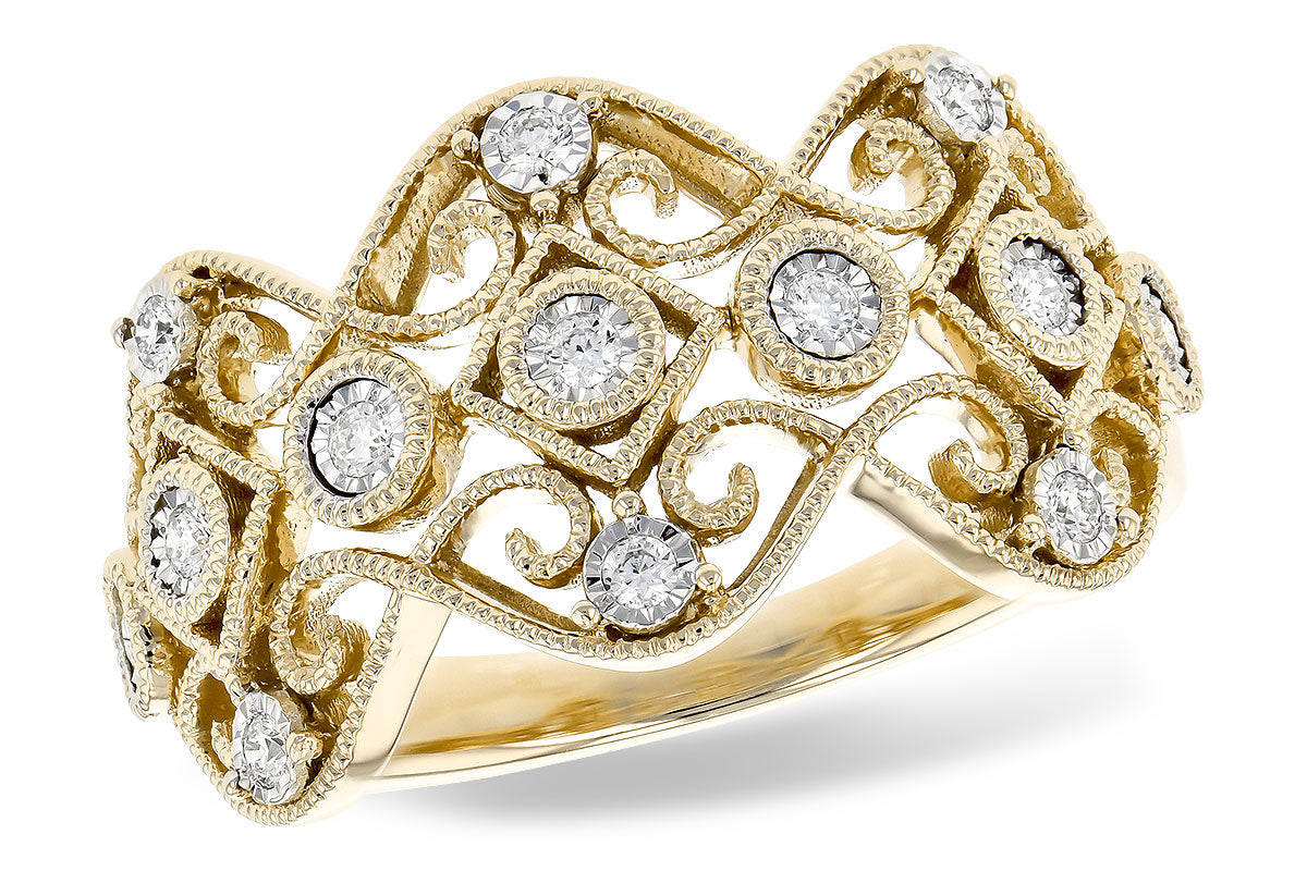 Round Natural Diamond Ring in 14 Karat Yellow Gold, 0.15ct
