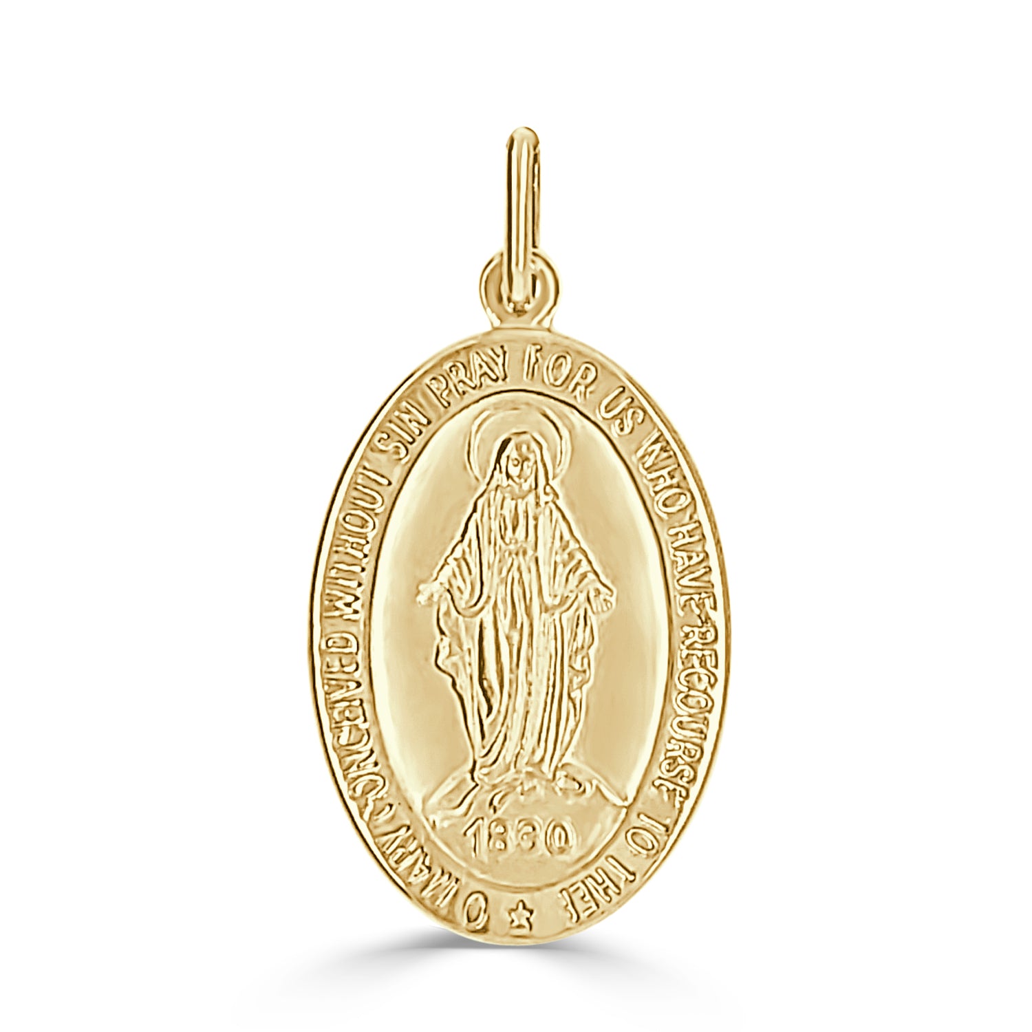 Oval St. Mary Medal Necklace in 14K Yellow Gold