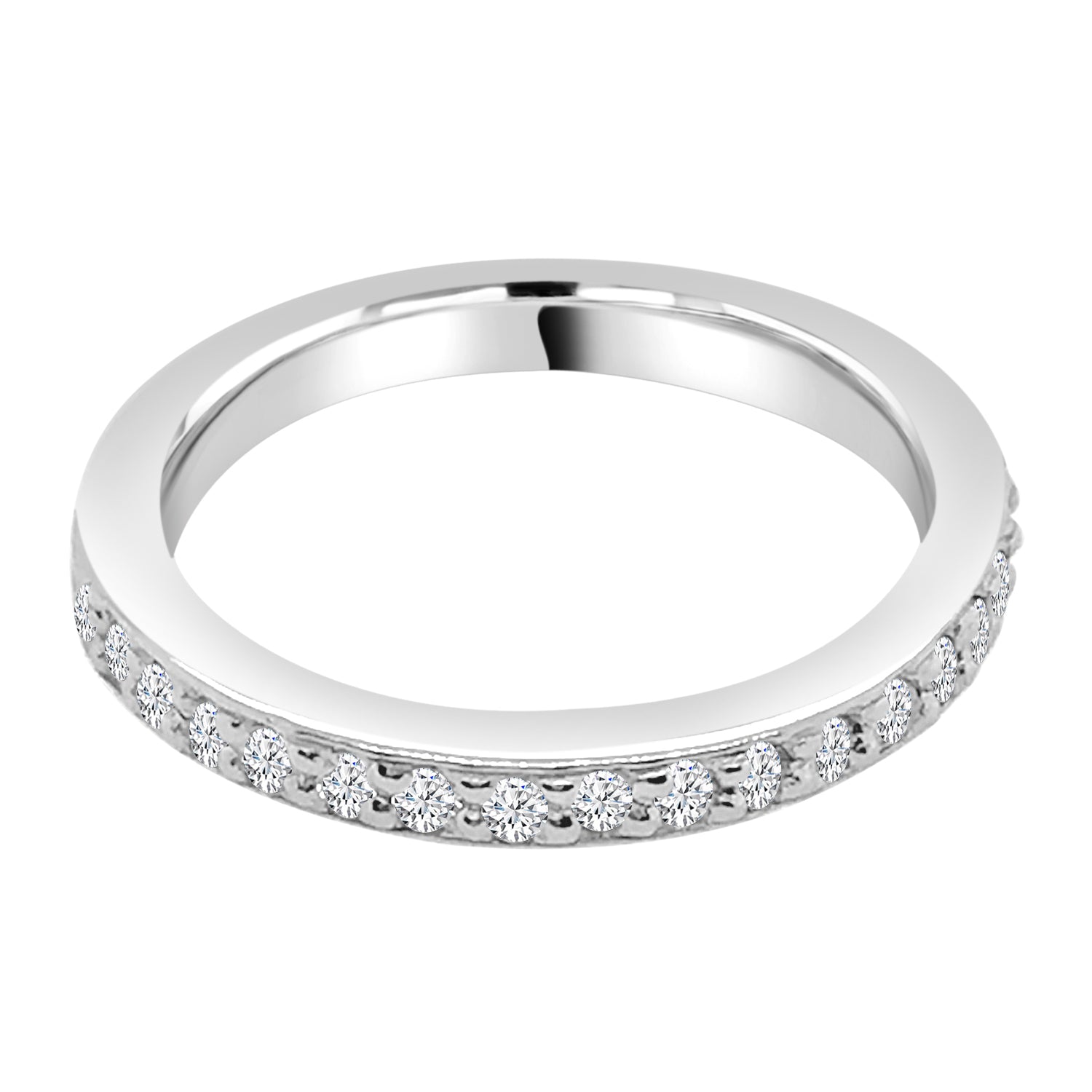 14K White Gold Round Natural Diamond Wedding Band - 0.50 Carat