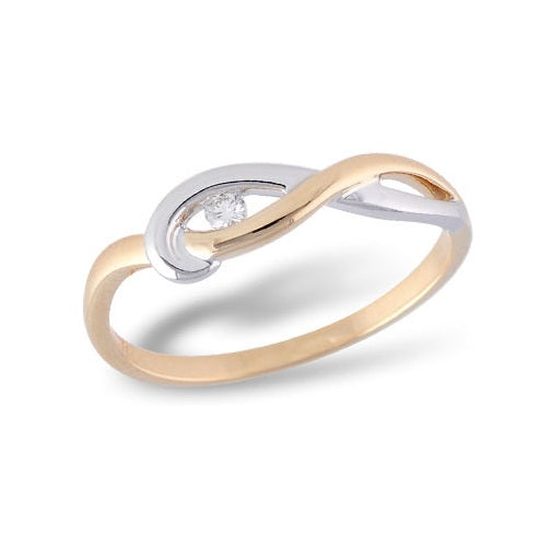 Two-Tone Infinity Ring with 14 Karat Gold and 0.04 Carat Natural Diamond