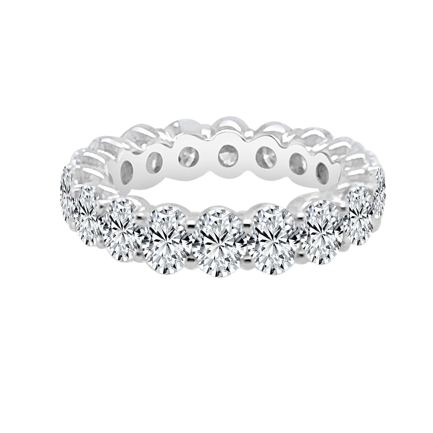 Oval Shape Natural Diamond Wedding Band in 14 Karat White Gold - 5.55 CT