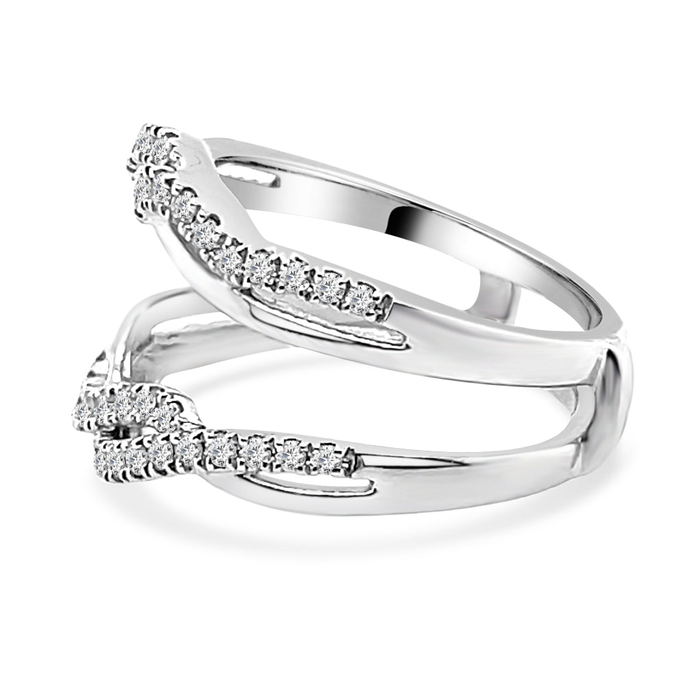Twisted Diamond Wedding Band 14K White Gold with 0.50 ct Natural Round Diamond