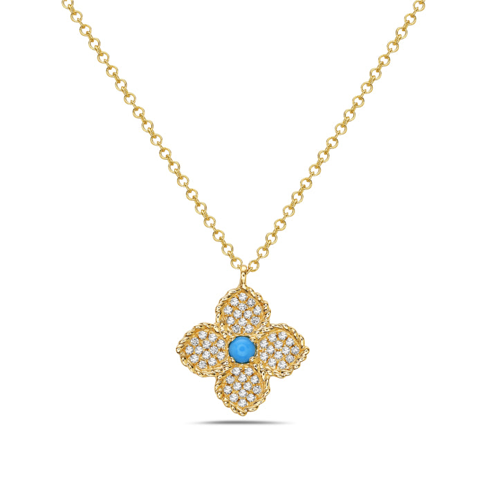14K Yellow Gold Necklace with Natural Diamond 0.12 ct