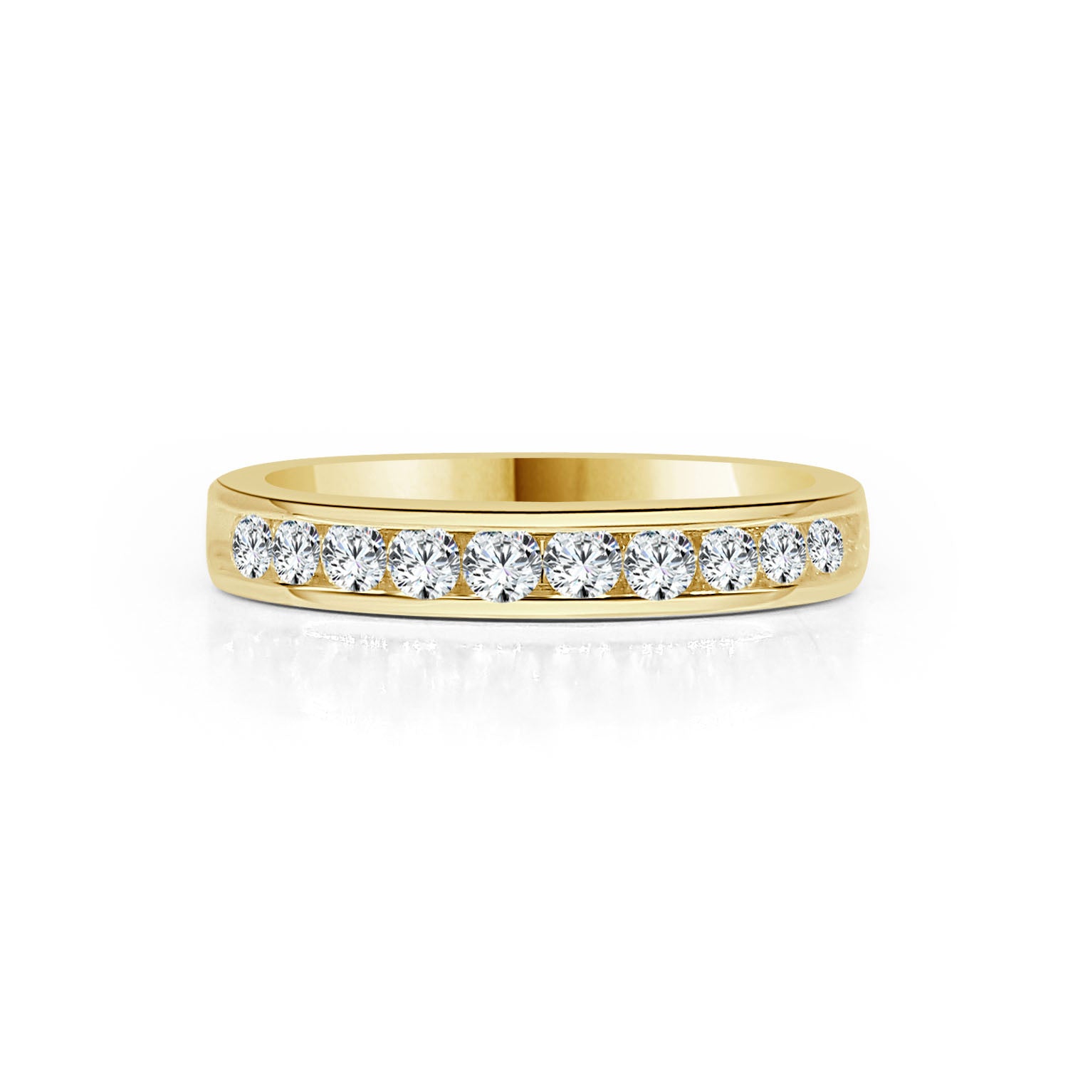 14K Yellow Gold Round 1.00CT Natural Diamond Wedding Band