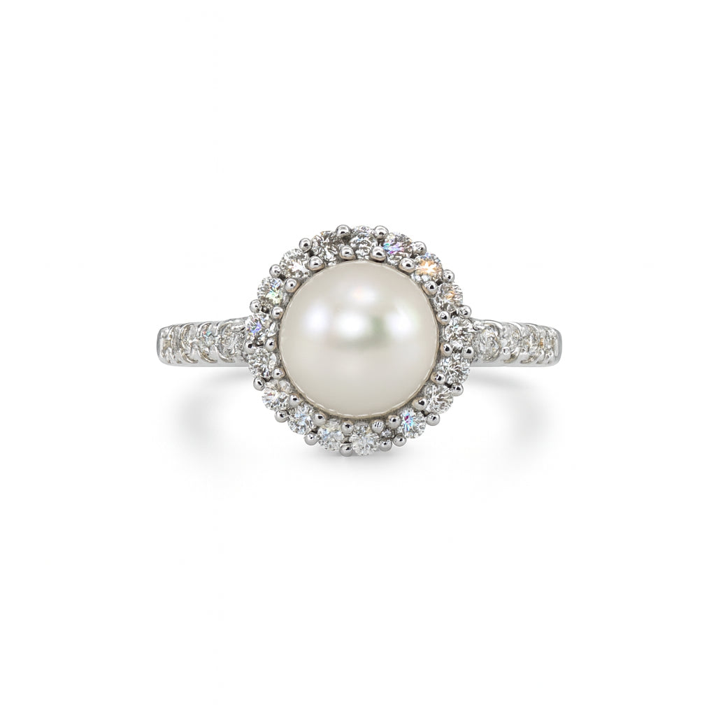 14 Karat White Gold Halo Ring