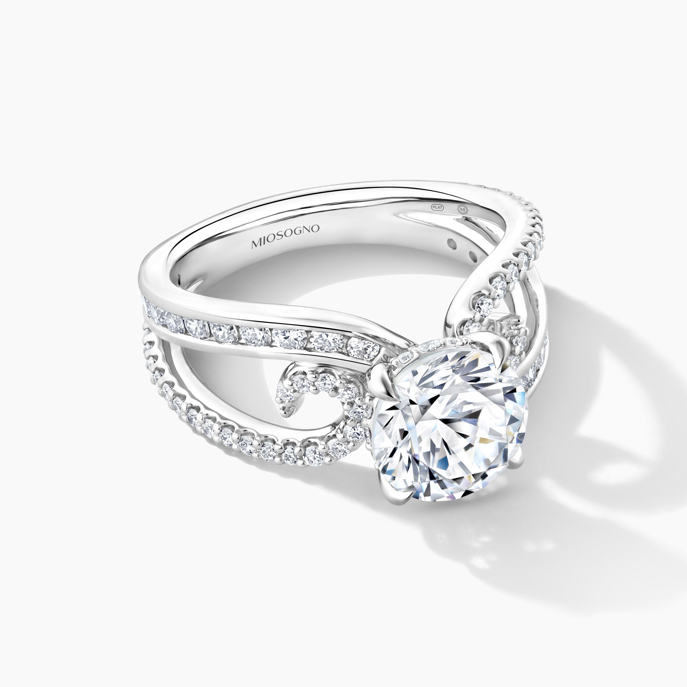 Platinum Diamond Split Shank Engagement Mounting with SMP Channel and Prong Setting