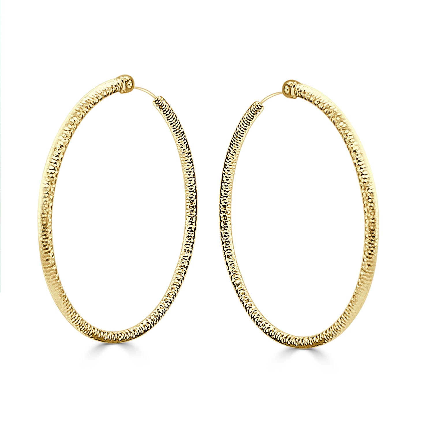 14 Karat Yellow Gold Diamond Cut Textured Earrings