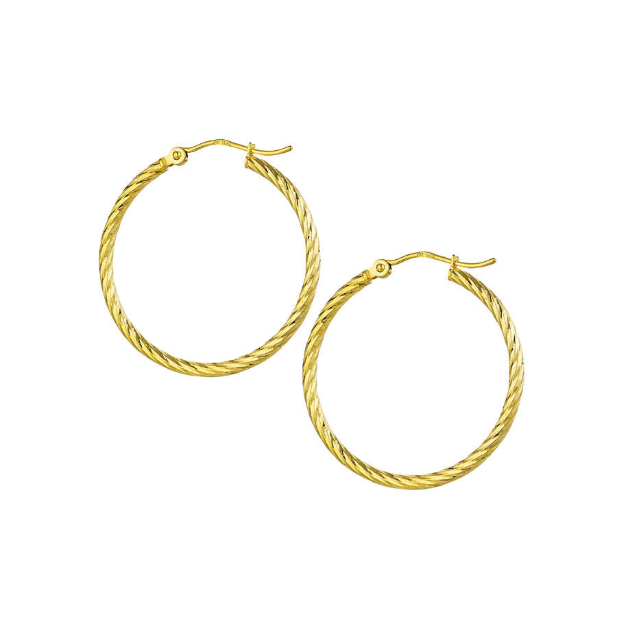 Diamond Cut 14 Karat Yellow Gold Earrings