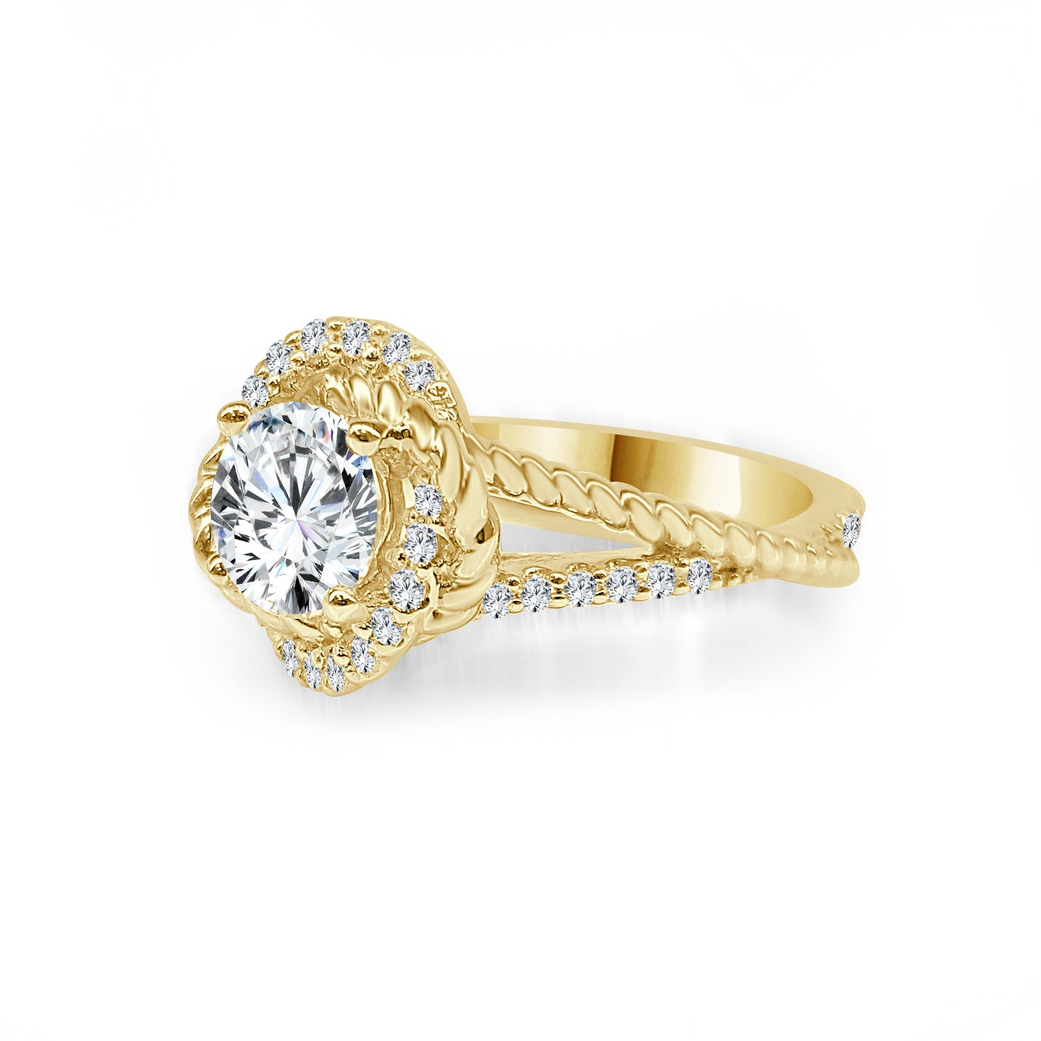 14 Karat Yellow Gold Rope Twist Engagement Mounting