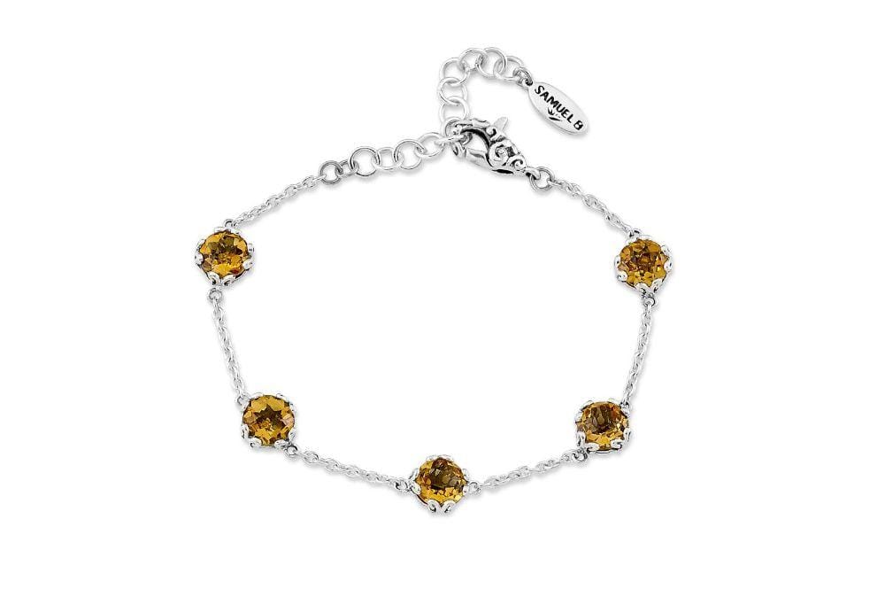 Sterling Silver Citrine Station Bracelet