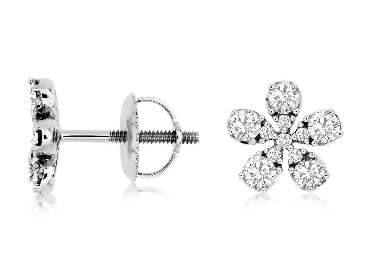 Floral Bloom: 14 Karat White Gold Earrings with Natural Diamond 0.50 Carat