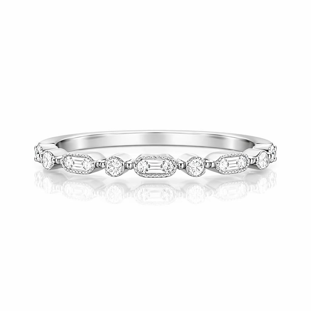 Fancy Milgrain Wedding Band in 10 Karat White Gold