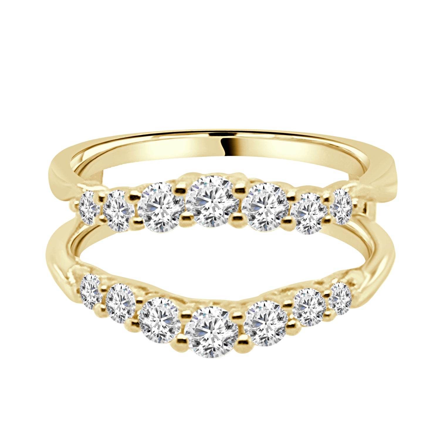 14K Yellow Gold Graduated Curved Twist Wedding Band with 0.86 ct Natural Diamond