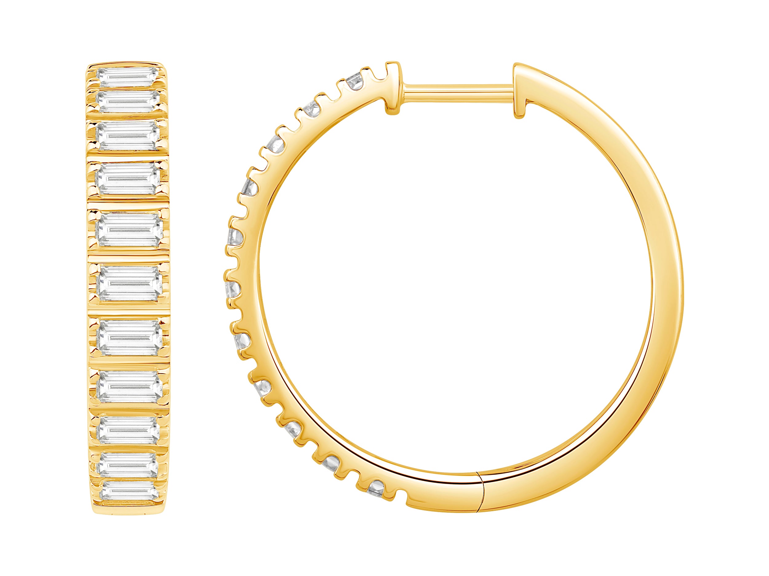 14K Yellow Gold Baguette Lab Diamond Earrings - 1.00 Carat