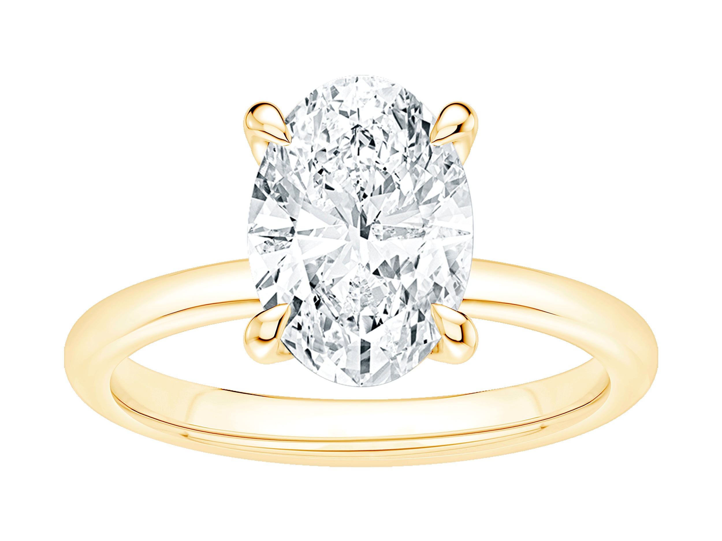 3.00 Oval Lab Diamond 14 Karat Yellow Gold Engagement Ring