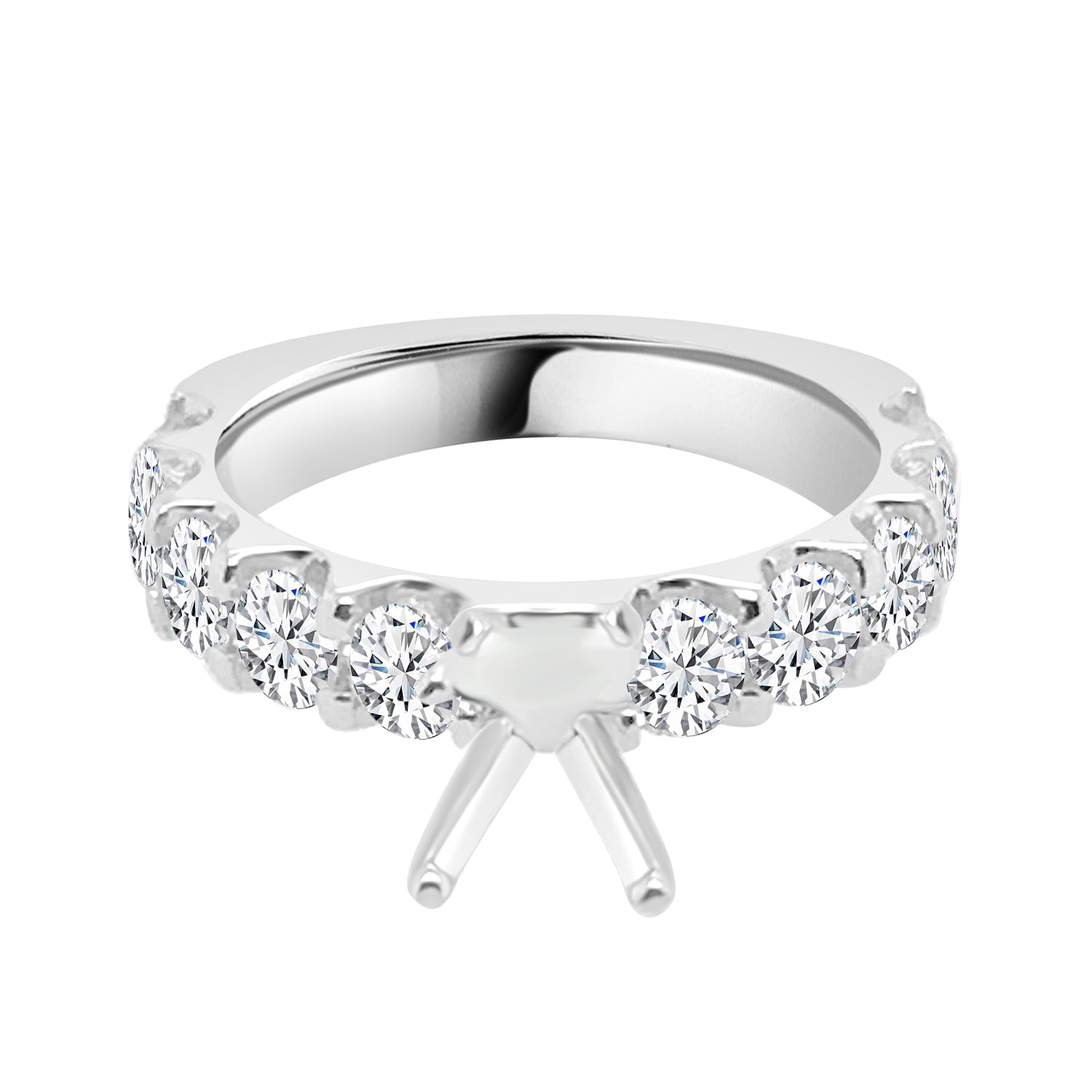 14K White Gold Round Shape 0.88 Natural Diamond Engagement Mounting