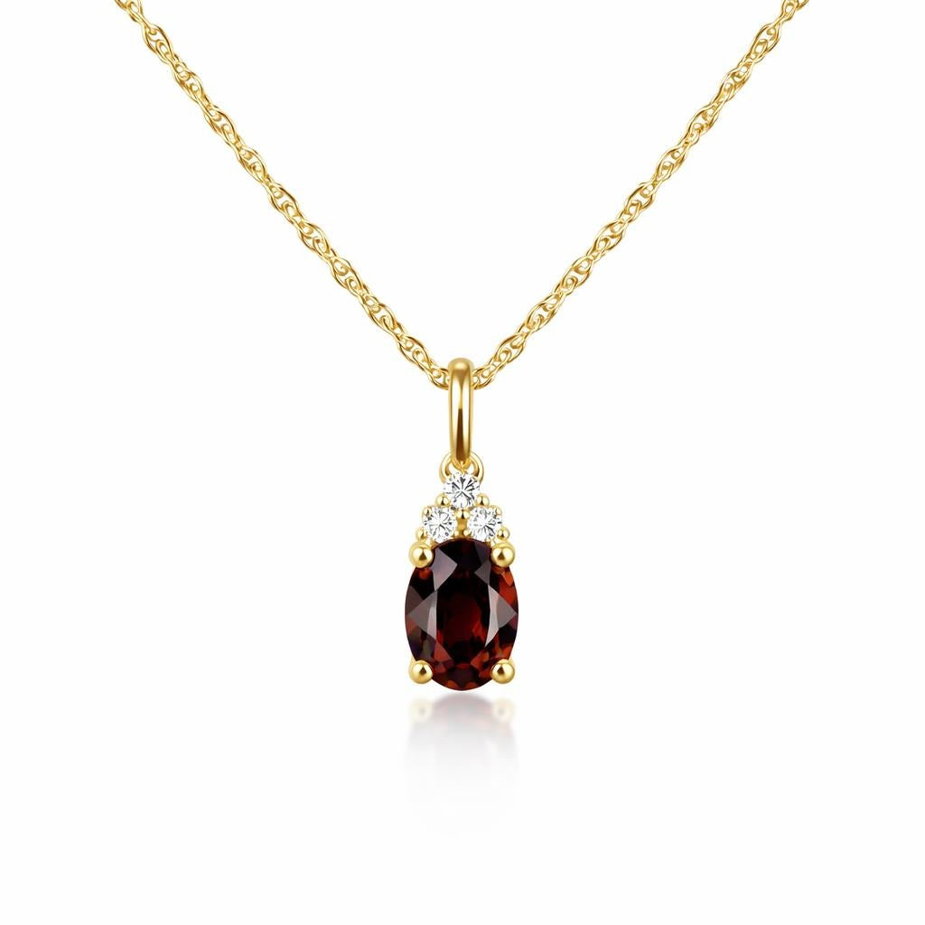 10 Karat Yellow Gold Necklace with Garnet Pendant