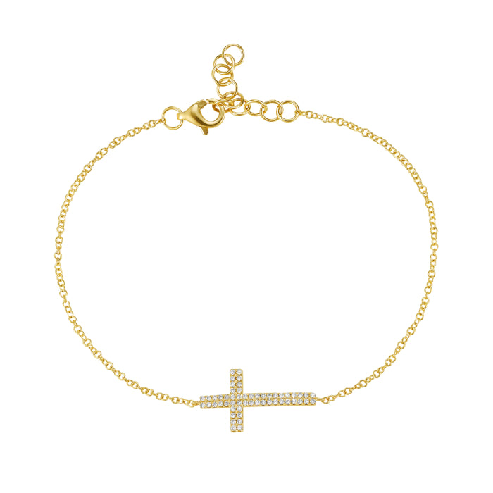 14 Karat Yellow Gold Bracelet with Natural Diamond 0.12 Carat