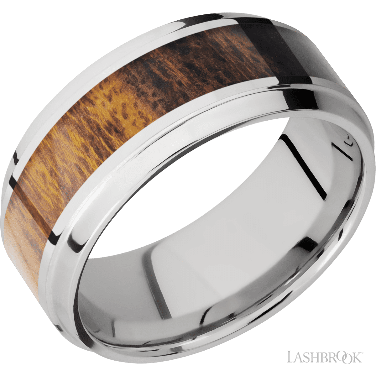 Handcrafted Cobalt Chrome Wedding Band with Desert Iron Wood Inlay - Size 10