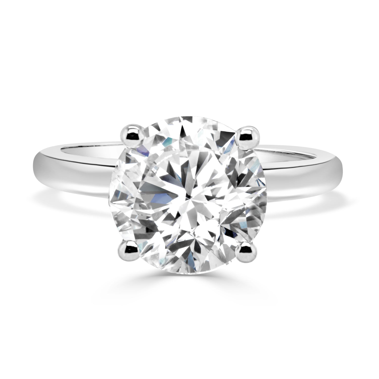 14k White Gold Lab Diamond Round Engagement Ring - 3.01 Carat