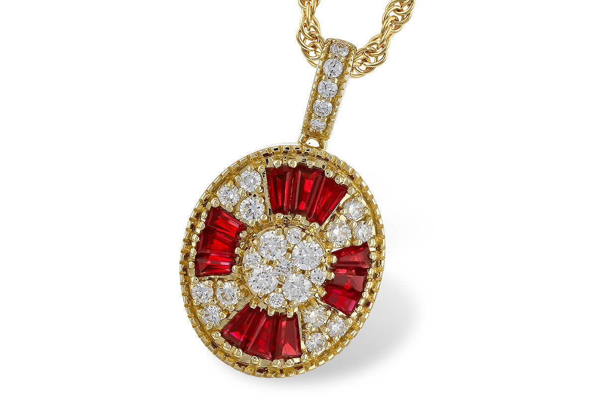 14 Karat Yellow Gold Necklace with Ruby and Diamond Accents
