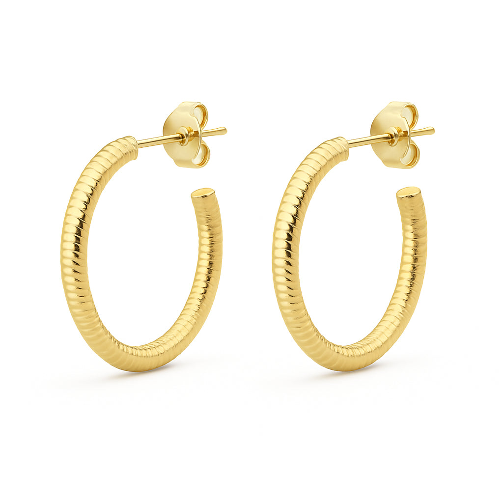 Textured Elegance: 14 Karat Yellow Gold Earrings