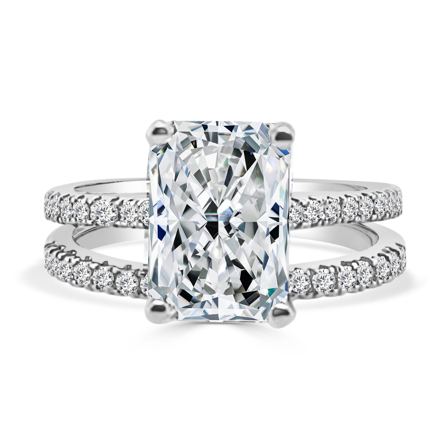 Radiant 14K White Gold Lab Diamond Wedding Set - 3.06 Carats
