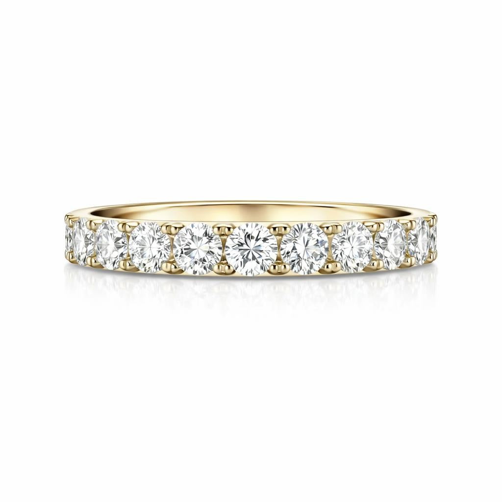 14 Karat Yellow Gold Straight Diamond Wedding Band