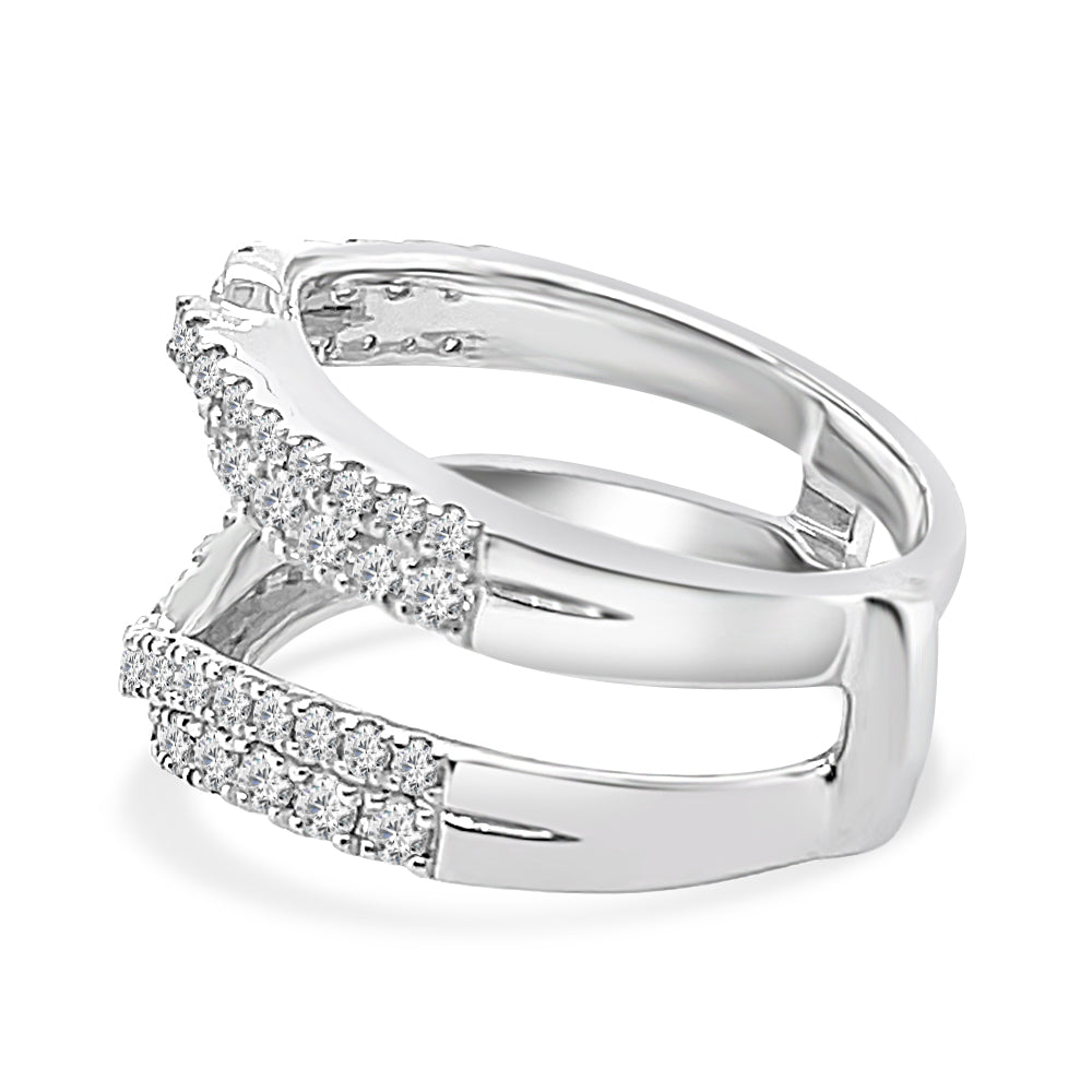 Dazzling Diamond Overpass Wedding Band in 14K White Gold - 1.00 ct Round Natural Diamond