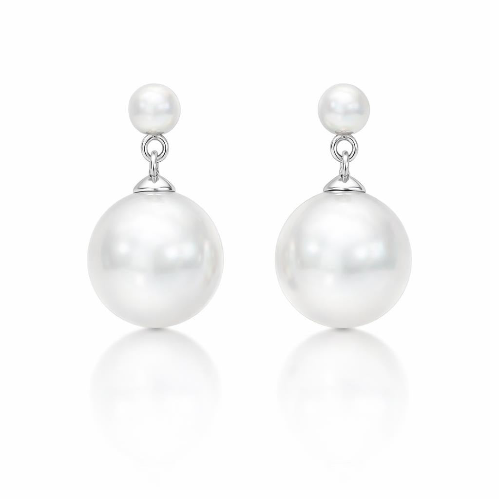 14 Karat White Gold Pearl Earrings