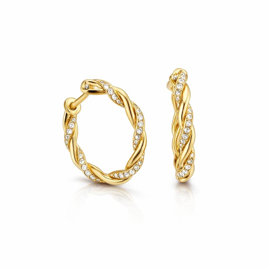 Vine Twisted Pave Hoops