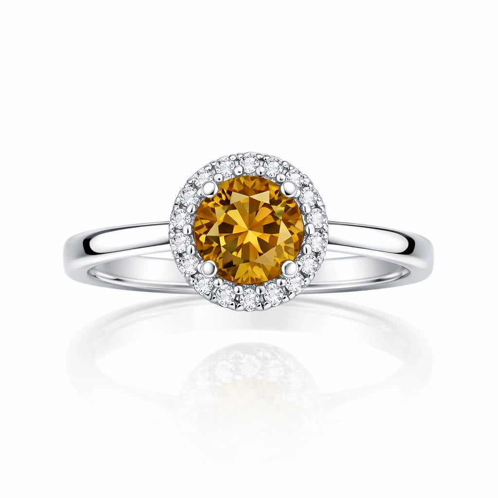 Genuine Citrine White Topaz Ring