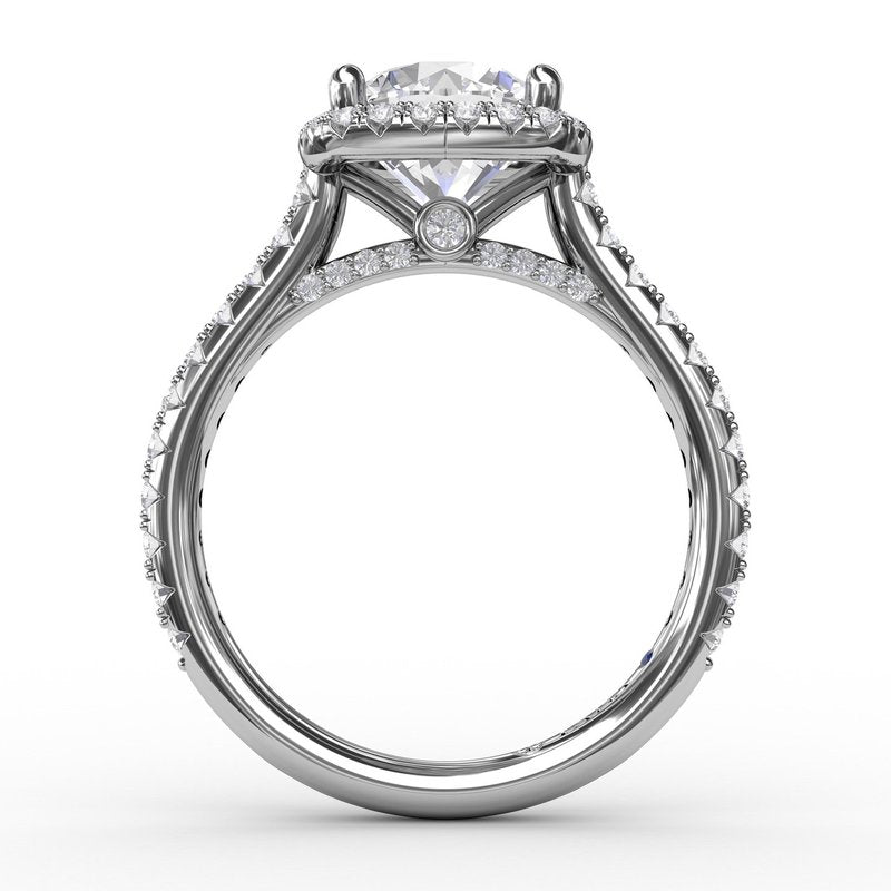 Cushion Cut 14K White Gold Engagement Mounting