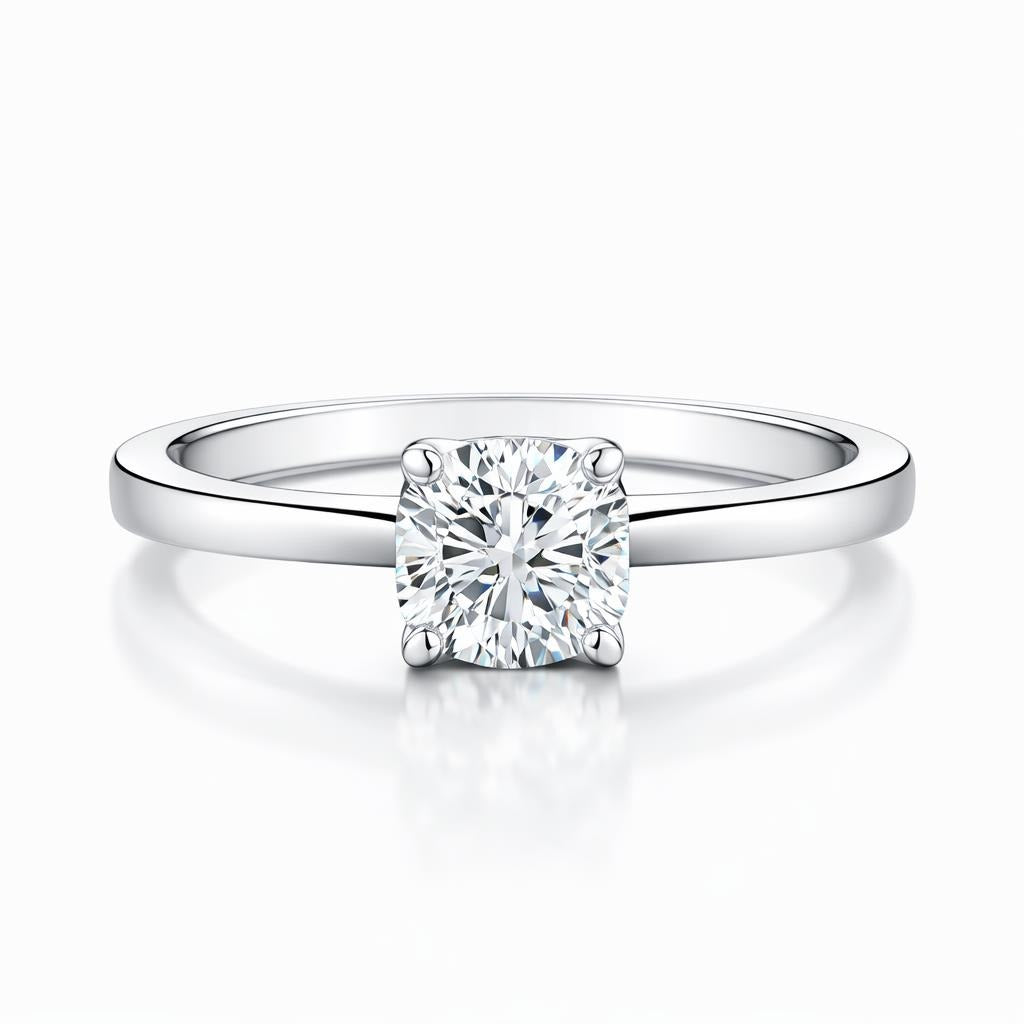 14 Karat White Gold Engagement Ring with Diamond Bridge
