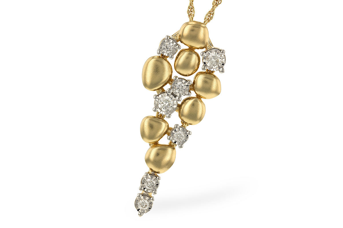 Natural Diamond Round Shape 0.25 Carat Yellow Gold Pebble Necklace in 14 Karat Two-Tone