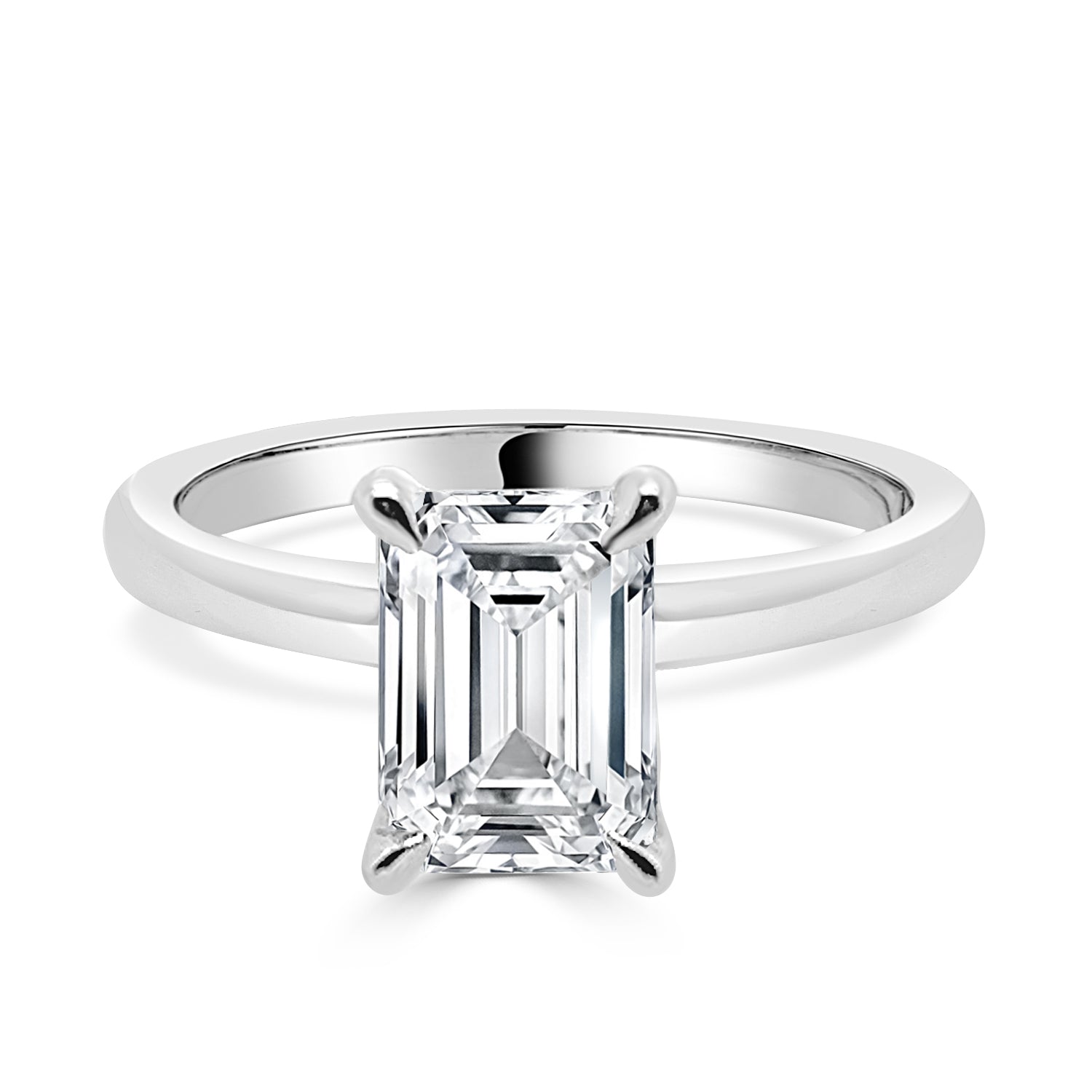 Emerald Cut Lab Diamond Engagement Ring in 14 Karat White Gold - 1.27 Carats