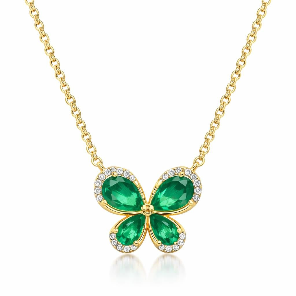 14 Karat Yellow Gold Butterfly Necklace